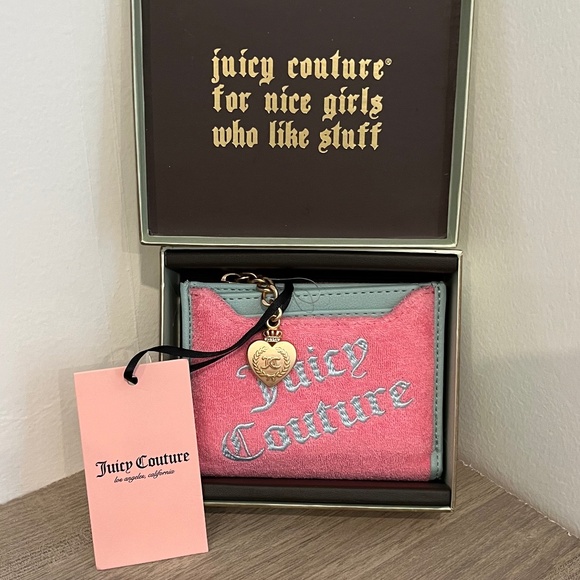Juicy Couture 🎁NWT Pink and Blue Card Holder WITH VINTAGE JUICY BOX🎁Gift Ready - Picture 1 of 16
